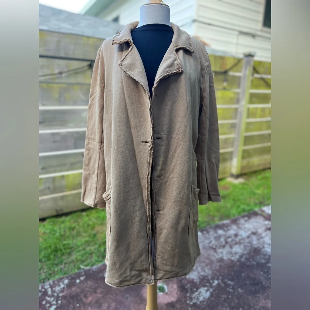 Frank & Eileen $398 Belfast Trench Coat Large Brown Triple Fleece FALL - Picture 2 of 8